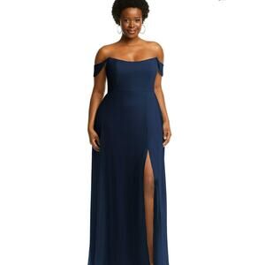 AFTER SIX 1560 Off-the-Shoulder Long Dress 2R Midnight Blue Gown Formal NWOT